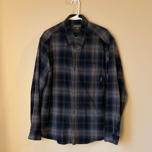 Eddie Bauer Navy and Charcoal Plaid Shirt
